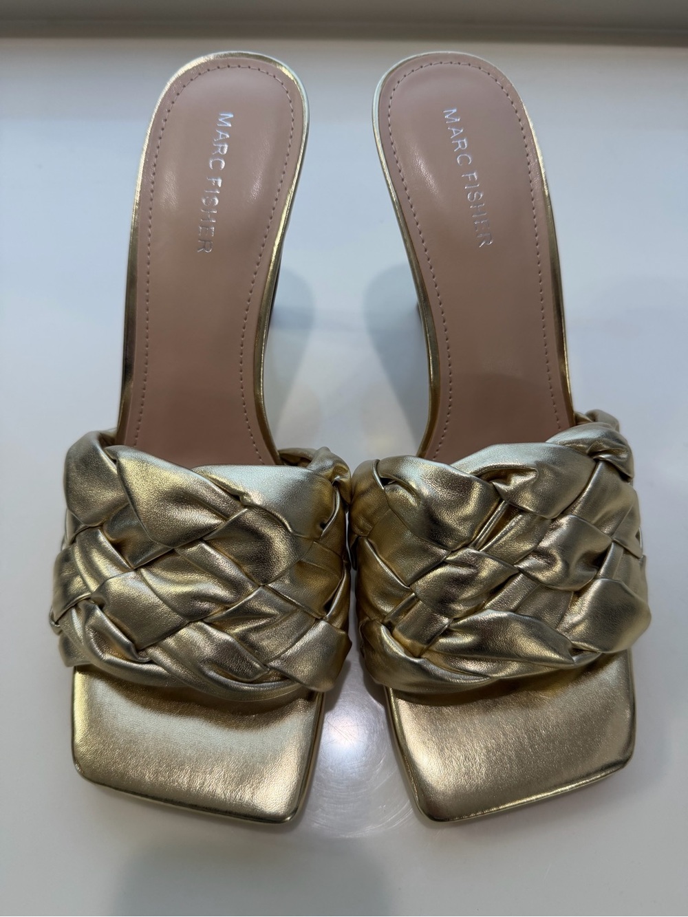 Marc Fisher Gold Braided Heels
